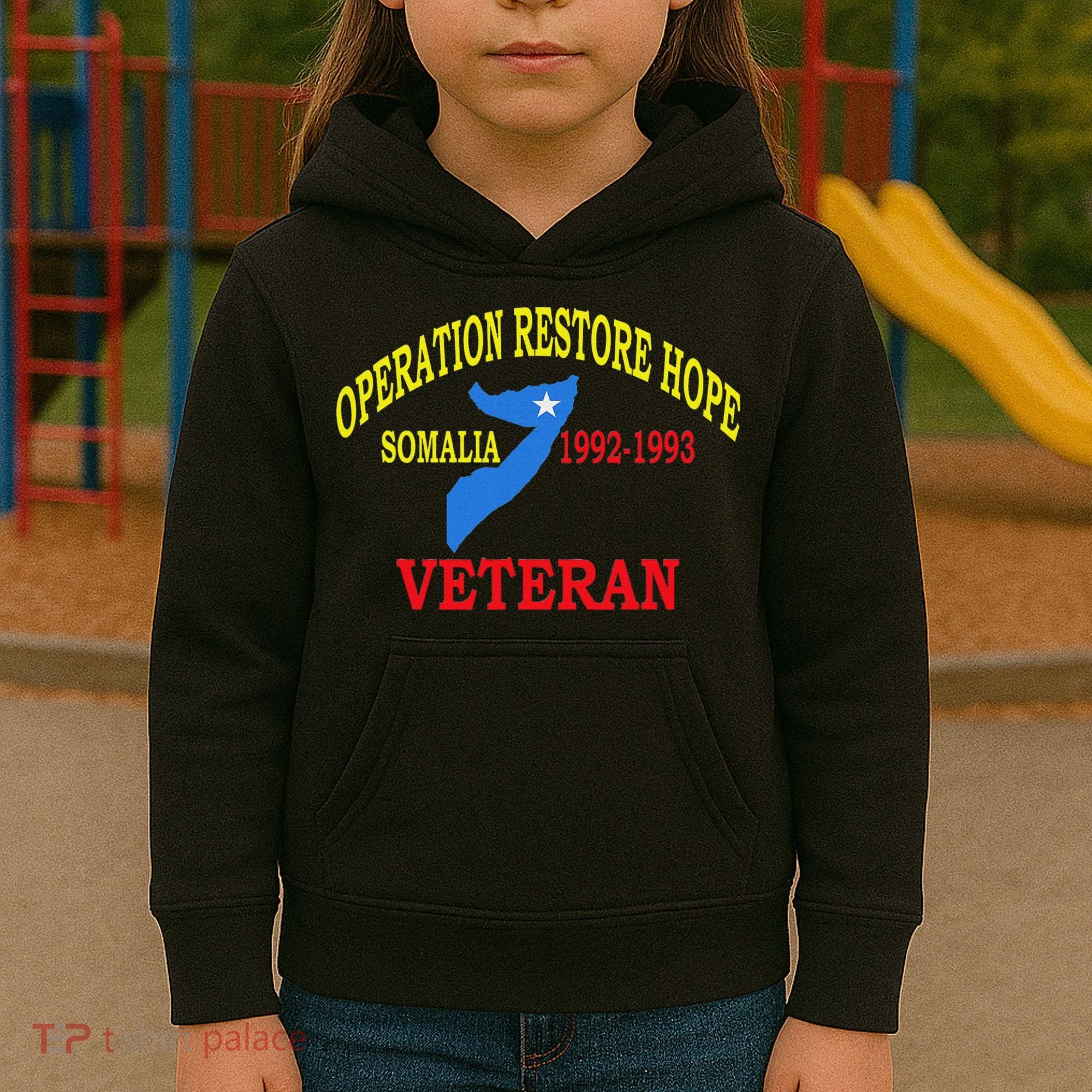 Mogadishu Somalia Veteran Operation Restore Hope War Veteran Kids Hoodie