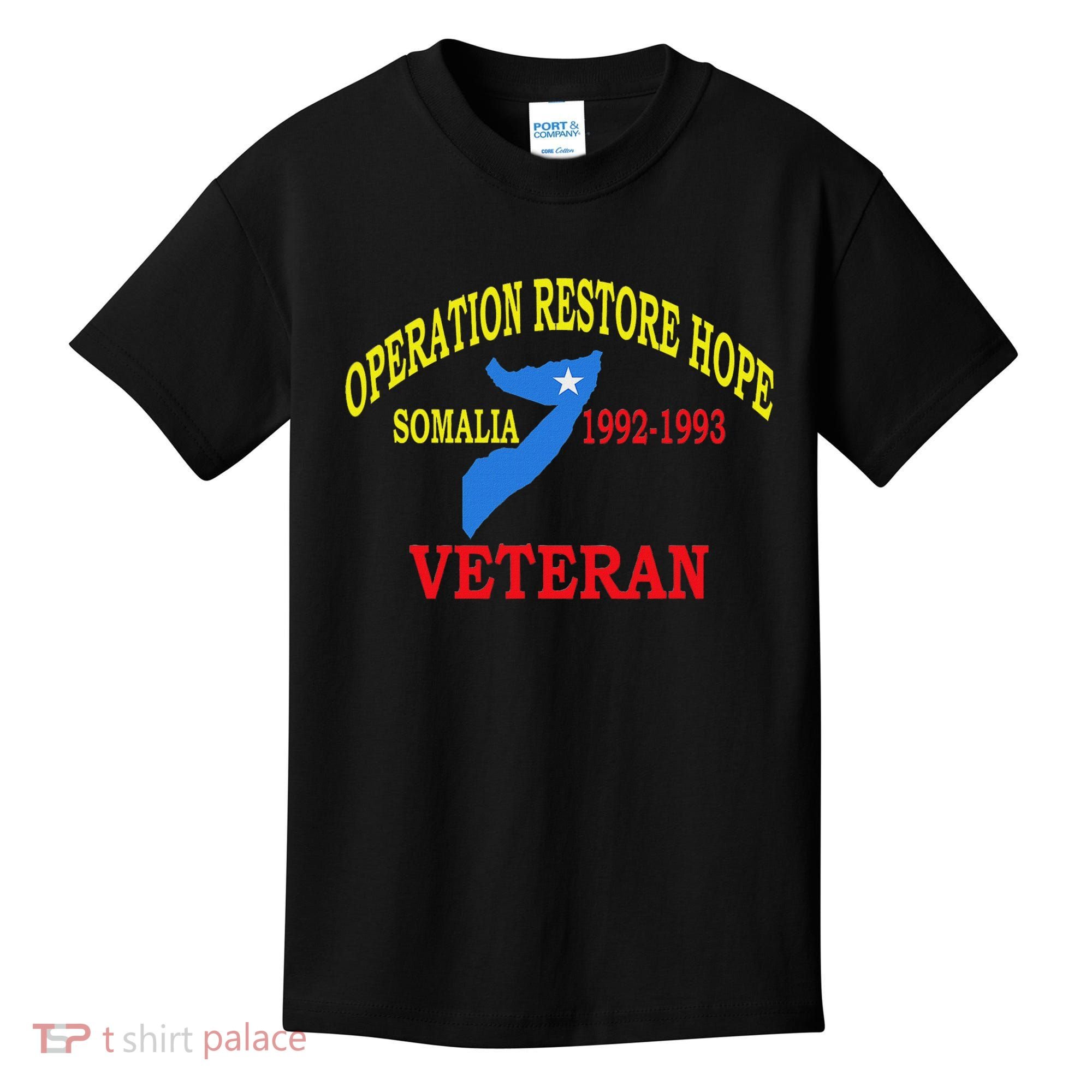 Mogadishu Somalia Veteran Operation Restore Hope War Veteran Kids T-Shirt