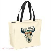 MIDWEST STAY WILD ROAM FREE Skull Cow Tote Bag thumb 2