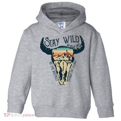 MIDWEST STAY WILD ROAM FREE Skull Cow Toddler Hoodie