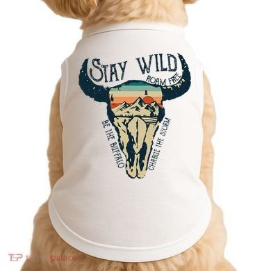 MIDWEST STAY WILD ROAM FREE Skull Cow Doggie Tank