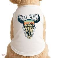 MIDWEST STAY WILD ROAM FREE Skull Cow Doggie Tank thumb 0