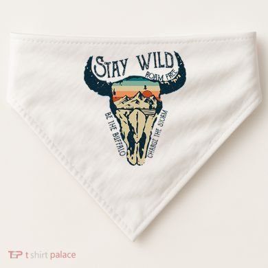 MIDWEST STAY WILD ROAM FREE Skull Cow USA-Made Doggie Bandana
