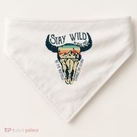 MIDWEST STAY WILD ROAM FREE Skull Cow USA-Made Doggie Bandana thumb 0