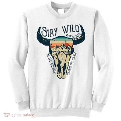 MIDWEST STAY WILD ROAM FREE Skull Cow Sweatshirt