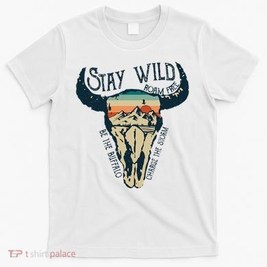 MIDWEST STAY WILD ROAM FREE Skull Cow T-Shirt