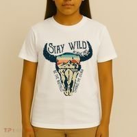 MIDWEST STAY WILD ROAM FREE Skull Cow T-Shirt thumb 4