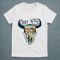 MIDWEST STAY WILD ROAM FREE Skull Cow T-Shirt thumb 5