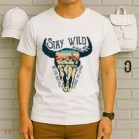 MIDWEST STAY WILD ROAM FREE Skull Cow T-Shirt thumb 6