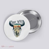 MIDWEST STAY WILD ROAM FREE Skull Cow Button thumb 0