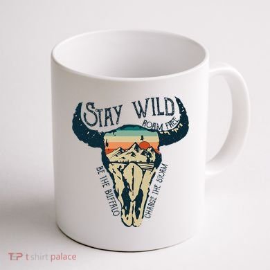 MIDWEST STAY WILD ROAM FREE Skull Cow Coffee Mug back