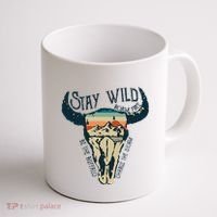 MIDWEST STAY WILD ROAM FREE Skull Cow Coffee Mug thumb 1