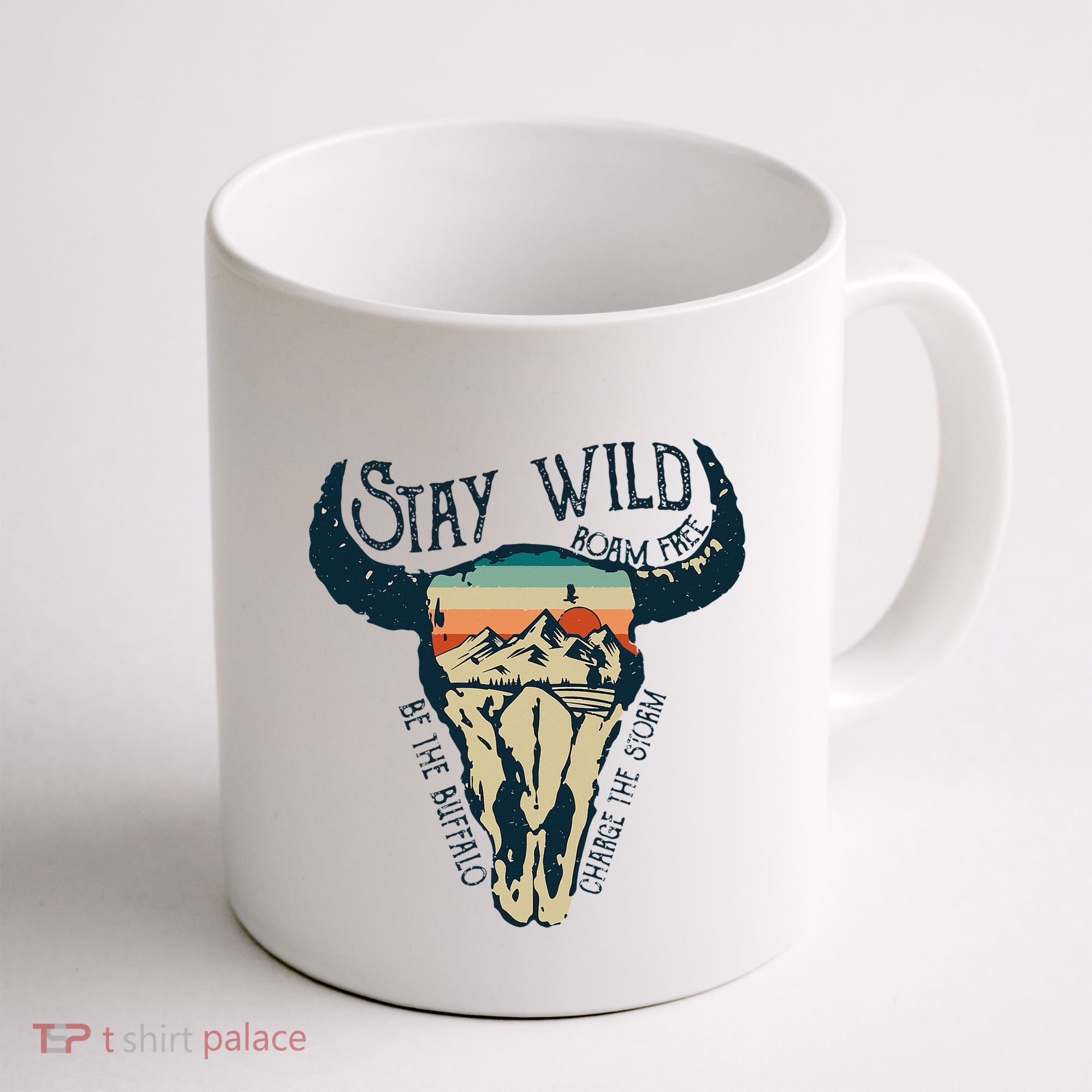MIDWEST STAY WILD ROAM FREE Skull Cow Coffee Mug