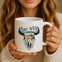 MIDWEST STAY WILD ROAM FREE Skull Cow Coffee Mug thumb 3