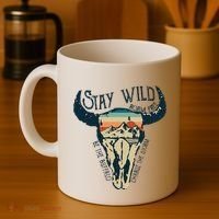 MIDWEST STAY WILD ROAM FREE Skull Cow Coffee Mug thumb 4