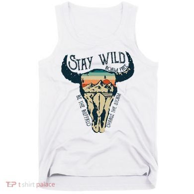 MIDWEST STAY WILD ROAM FREE Skull Cow Tank Top