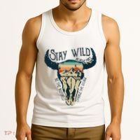 MIDWEST STAY WILD ROAM FREE Skull Cow Tank Top thumb 3