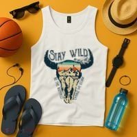 MIDWEST STAY WILD ROAM FREE Skull Cow Tank Top thumb 4