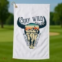 MIDWEST STAY WILD ROAM FREE Skull Cow Golf Towel thumb 1