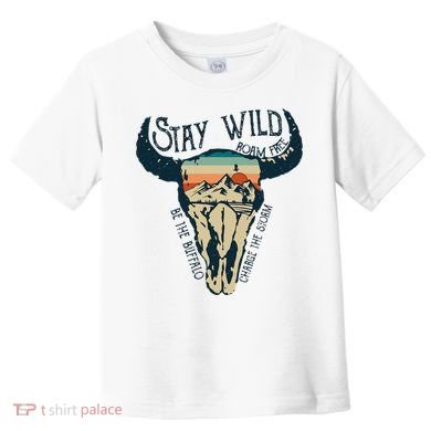 MIDWEST STAY WILD ROAM FREE Skull Cow Toddler T-Shirt