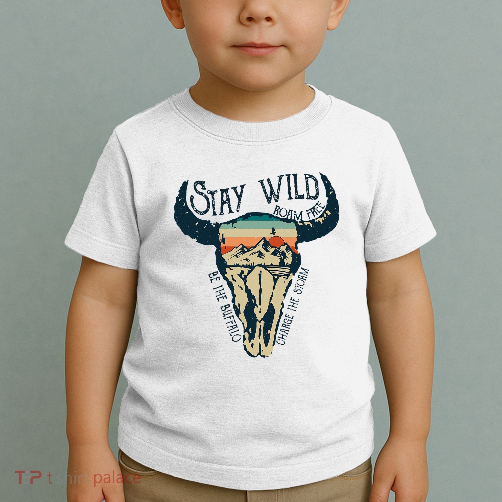 MIDWEST STAY WILD ROAM FREE Skull Cow Toddler T-Shirt