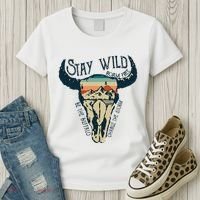 MIDWEST STAY WILD ROAM FREE Skull Cow Women's T-Shirt thumb 3