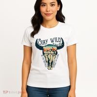 MIDWEST STAY WILD ROAM FREE Skull Cow Women's T-Shirt thumb 4