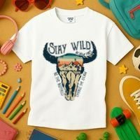 MIDWEST STAY WILD ROAM FREE Skull Cow Kids T-Shirt thumb 3
