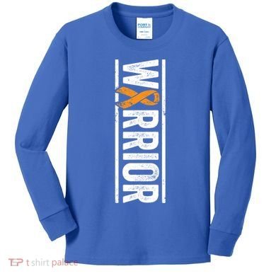 Multiple Sclerosis Warrior Gift Vertical Ms Awareness Ribbon Gift Kids Long Sleeve Shirt