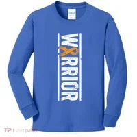 Multiple Sclerosis Warrior Gift Vertical Ms Awareness Ribbon Gift Kids Long Sleeve Shirt thumb 0