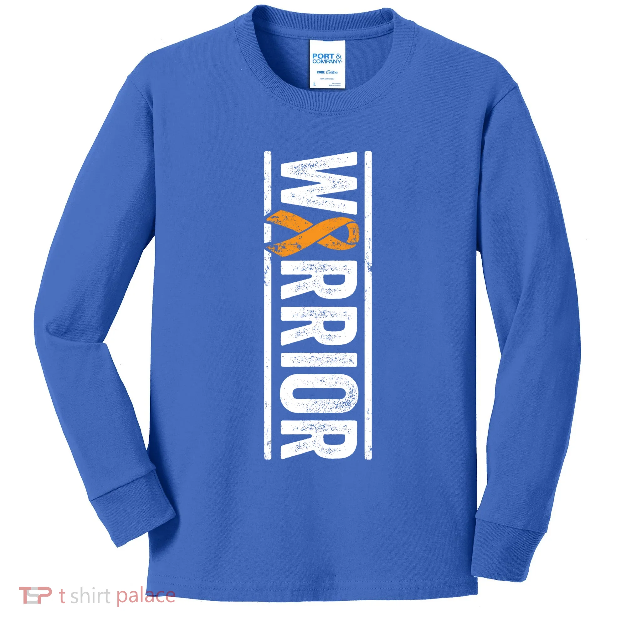 Multiple Sclerosis Warrior Gift Vertical Ms Awareness Ribbon Gift Kids Long Sleeve Shirt