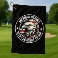 Michigan Stands With Trump Gift Golf Towel thumb 1