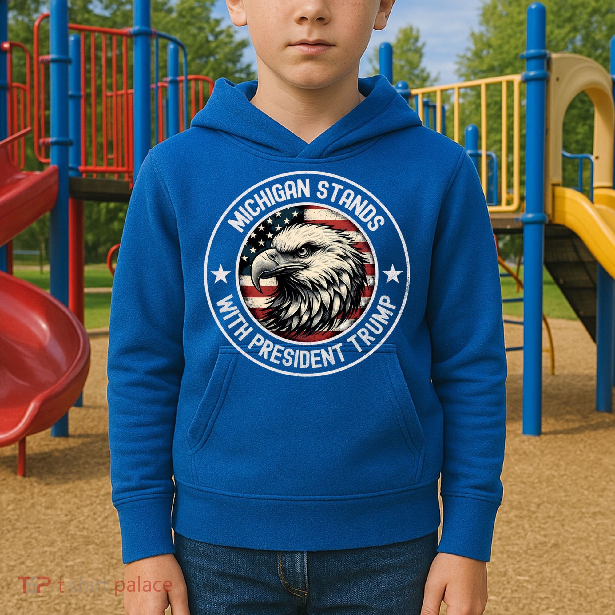 Michigan Stands With Trump Gift Kids Hoodie