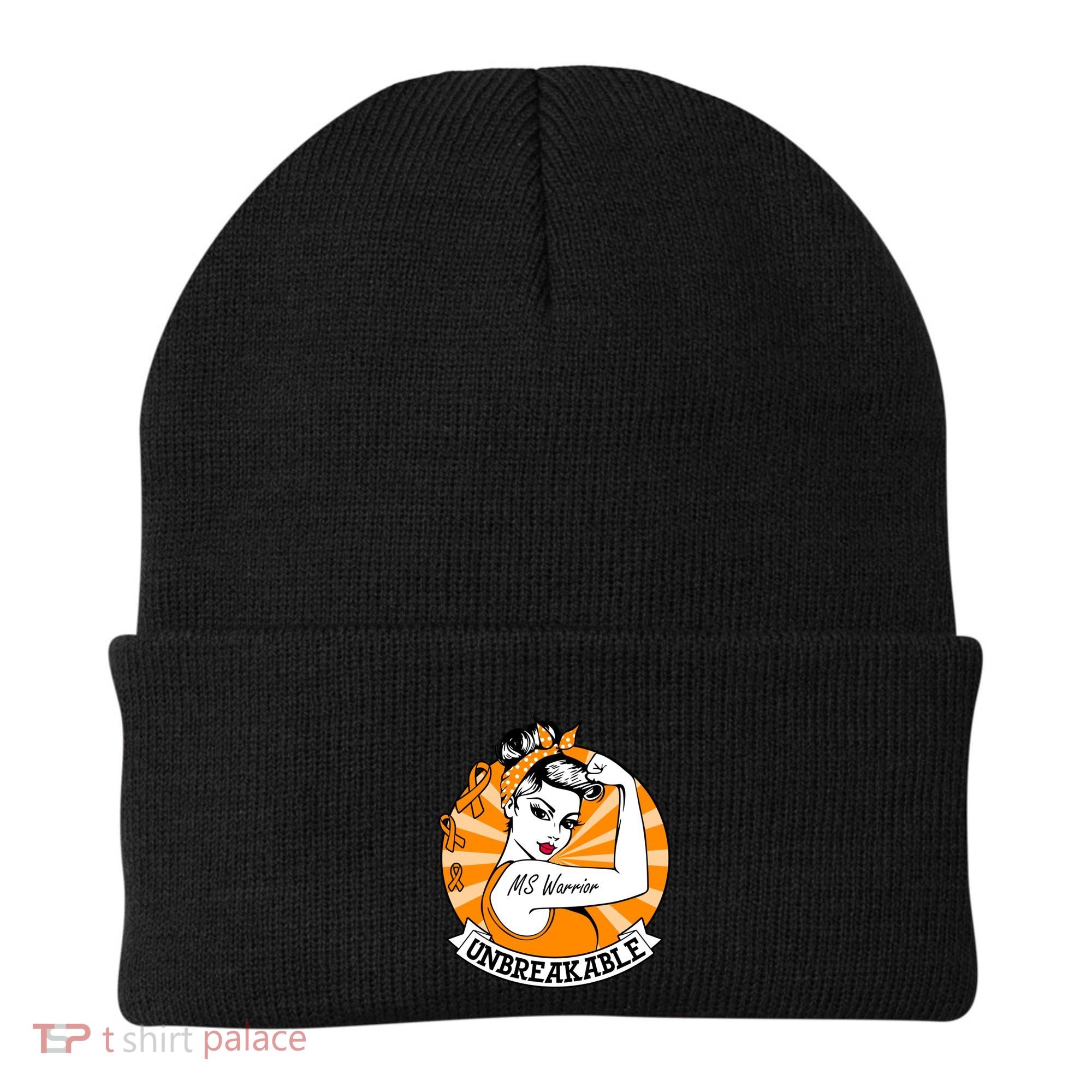 Multiple Sclerosis Warrior Funny Gift Ms Unbreakable Awareness Funny Gift Beanie