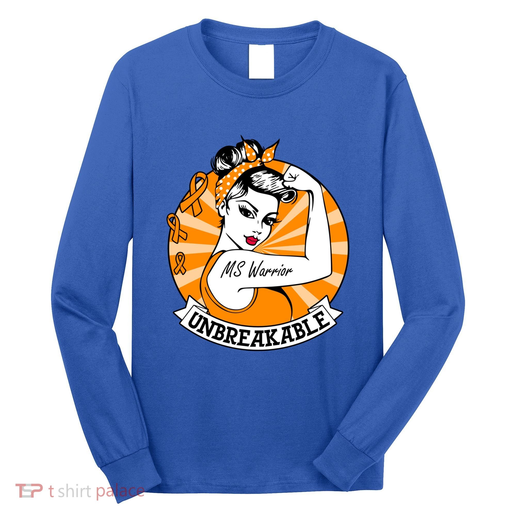 Multiple Sclerosis Warrior Funny Gift Ms Unbreakable Awareness Funny Gift Long Sleeve Shirt