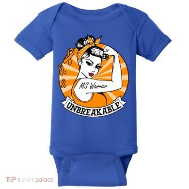 Multiple Sclerosis Warrior Funny Gift Ms Unbreakable Awareness Funny Gift Baby Bodysuit