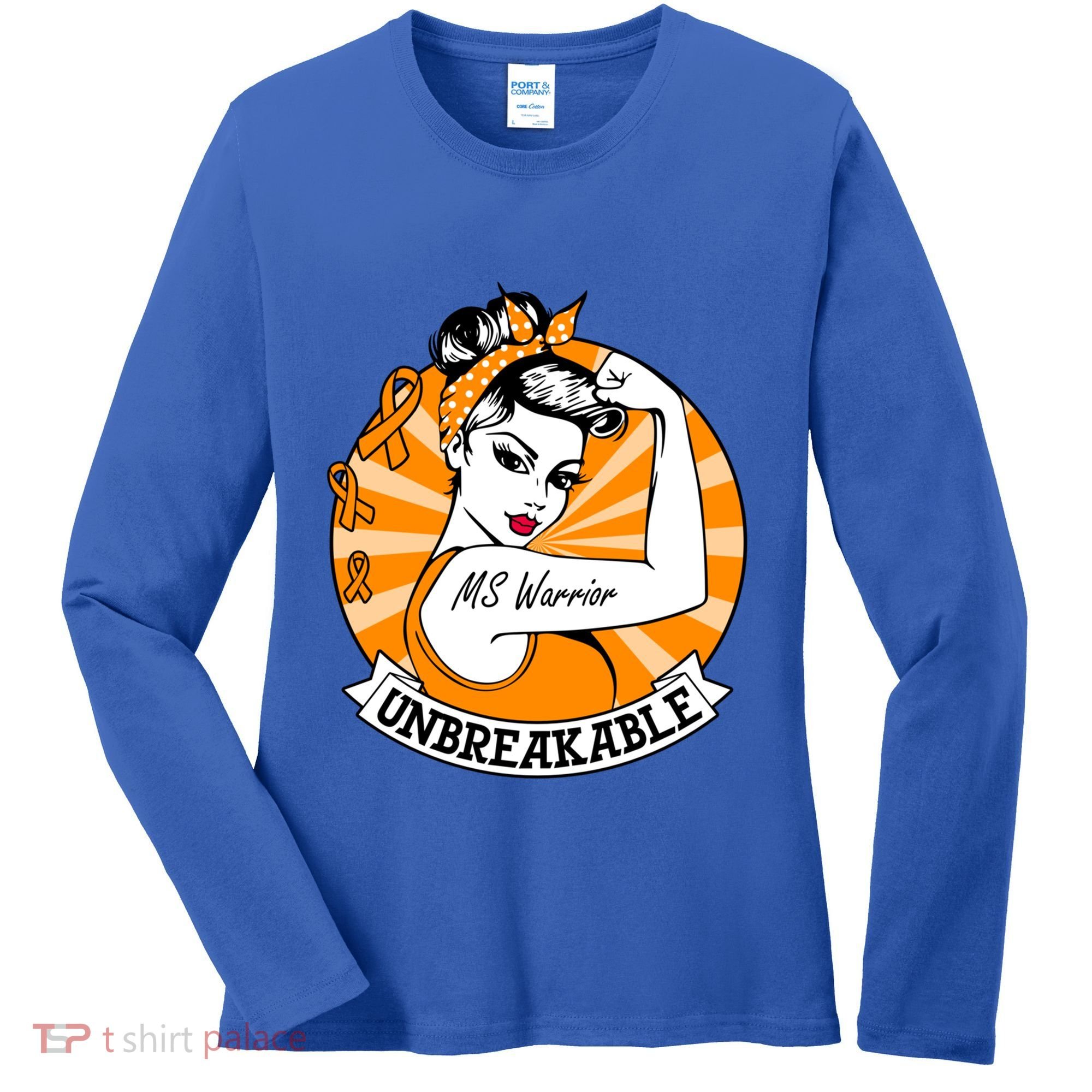 Multiple Sclerosis Warrior Funny Gift Ms Unbreakable Awareness Funny Gift Women's Long Sleeve Shirt