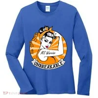 Multiple Sclerosis Warrior Funny Gift Ms Unbreakable Awareness Funny Gift Women's Long Sleeve Shirt thumb 0