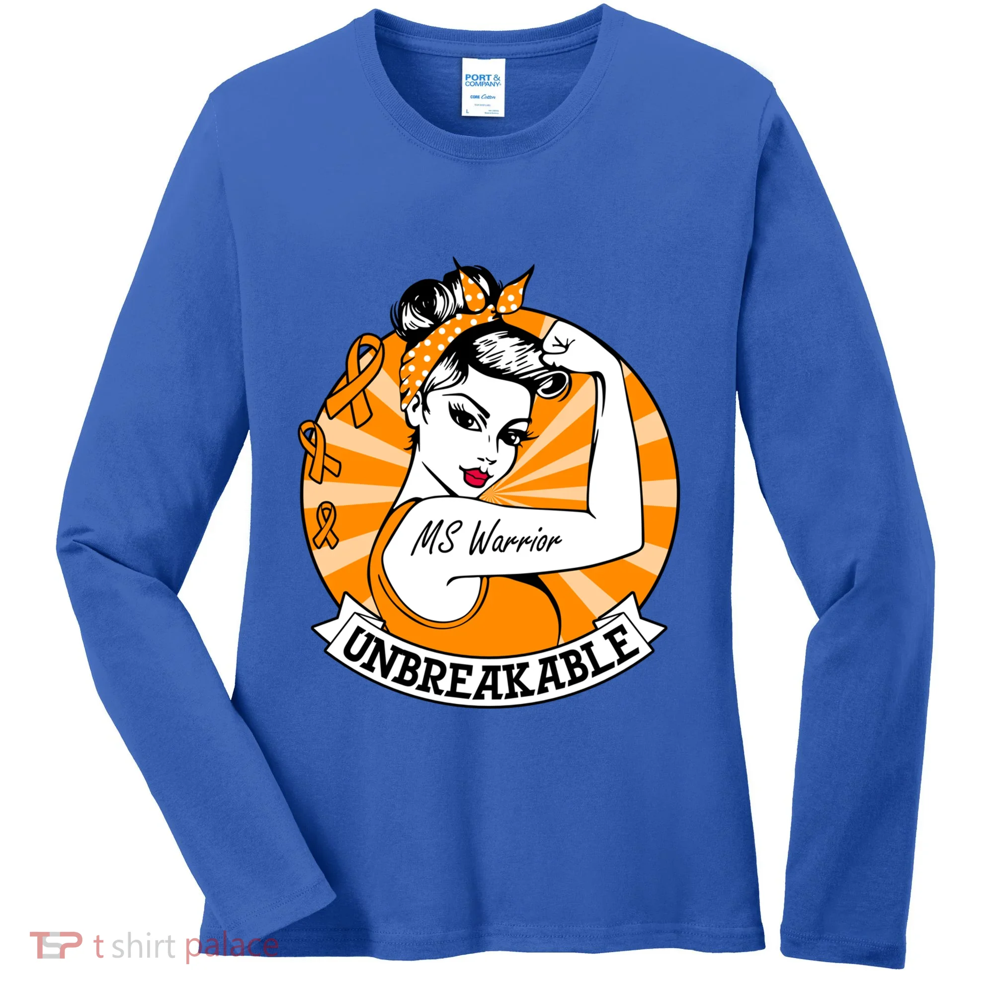 Multiple Sclerosis Warrior Funny Gift Ms Unbreakable Awareness Funny Gift Women's Long Sleeve Shirt