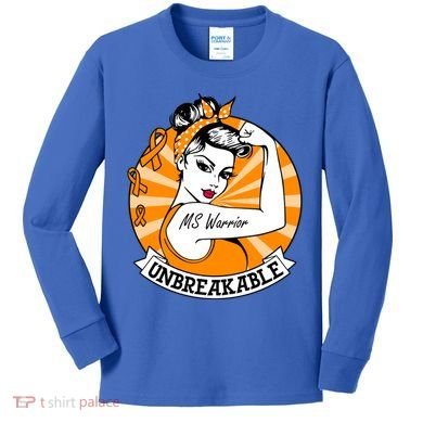 Multiple Sclerosis Warrior Funny Gift Ms Unbreakable Awareness Funny Gift Kids Long Sleeve Shirt