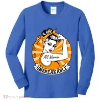 Multiple Sclerosis Warrior Funny Gift Ms Unbreakable Awareness Funny Gift Kids Long Sleeve Shirt thumb 0