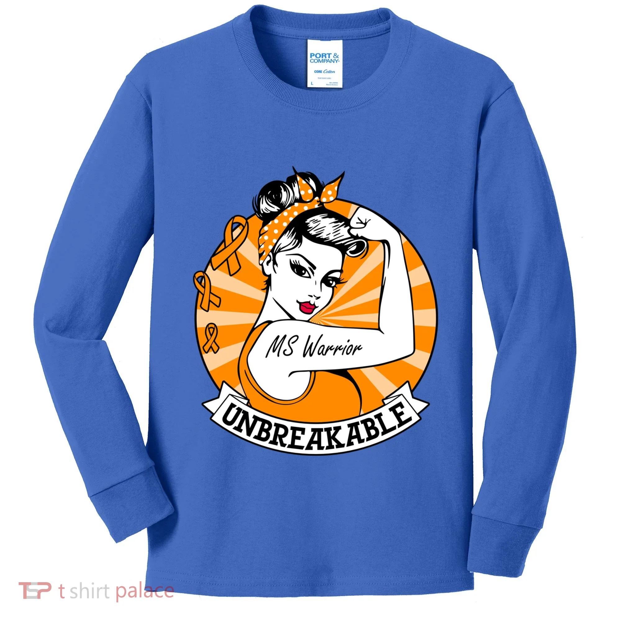 Multiple Sclerosis Warrior Funny Gift Ms Unbreakable Awareness Funny Gift Kids Long Sleeve Shirt
