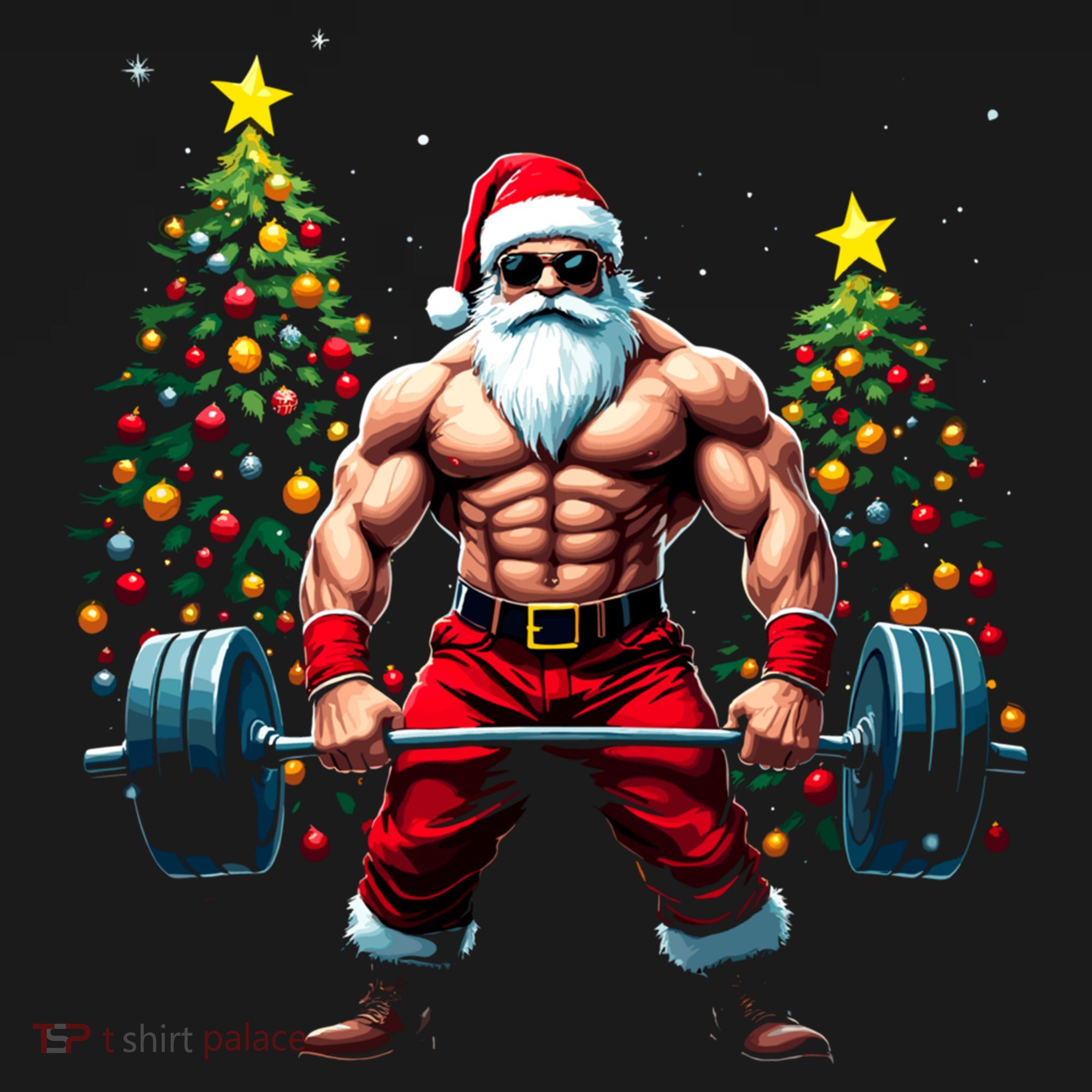 Muscle Santa Weightlifter Christmas Powerlifting Xmas Gym Gift Women's Hoodie