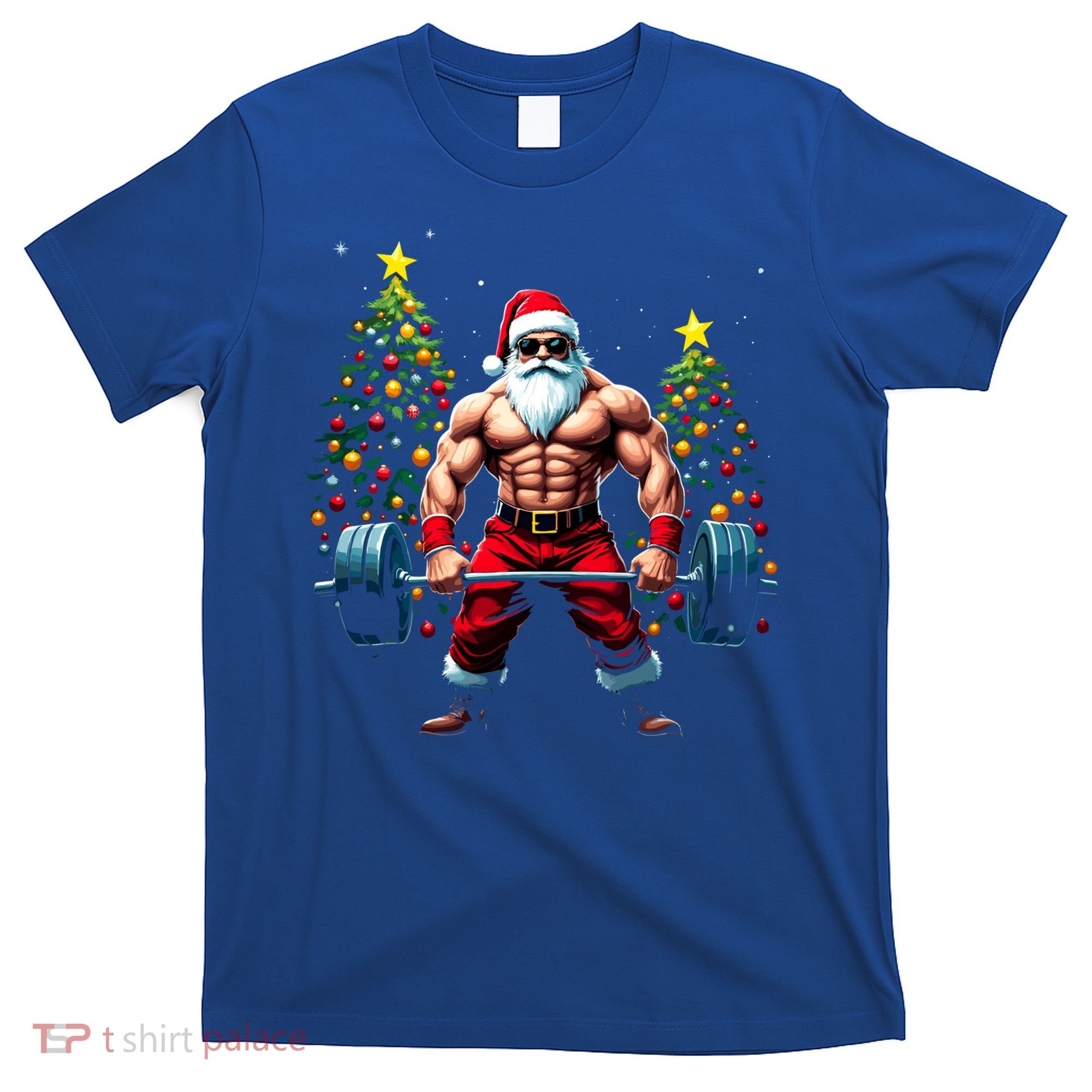 Muscle Santa Weightlifter Christmas Powerlifting Xmas Gym Gift T-Shirt