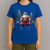 Muscle Santa Weightlifter Christmas Powerlifting Xmas Gym Gift T-Shirt thumb 4