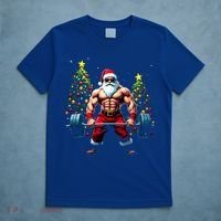 Muscle Santa Weightlifter Christmas Powerlifting Xmas Gym Gift T-Shirt thumb 5