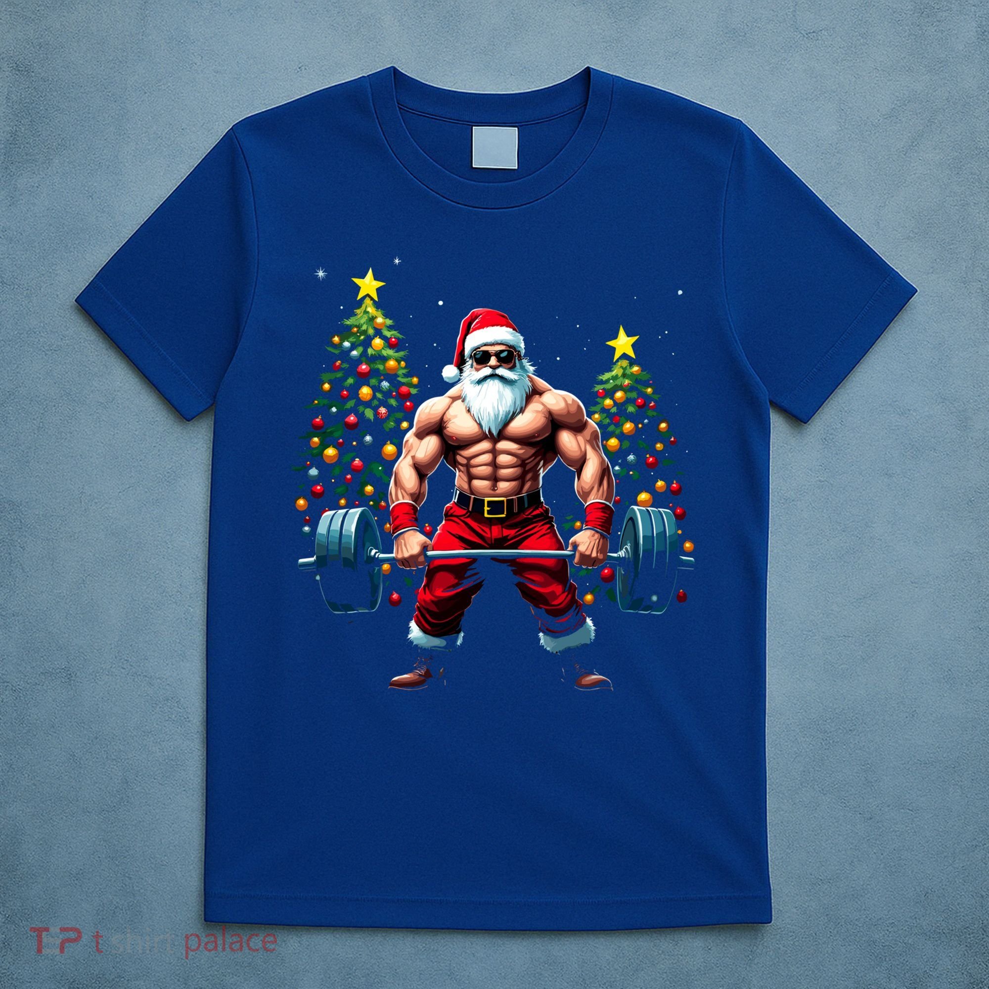 Muscle Santa Weightlifter Christmas Powerlifting Xmas Gym Gift T-Shirt
