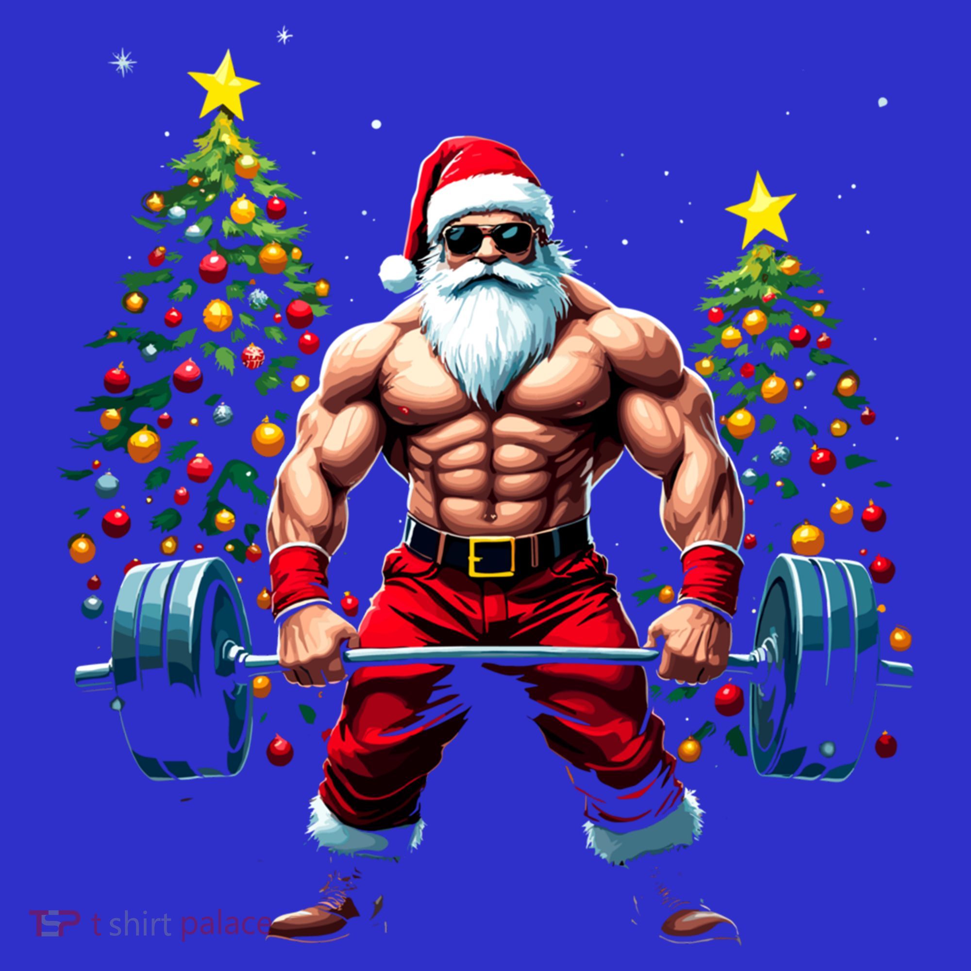 Muscle Santa Weightlifter Christmas Powerlifting Xmas Gym Gift T-Shirt