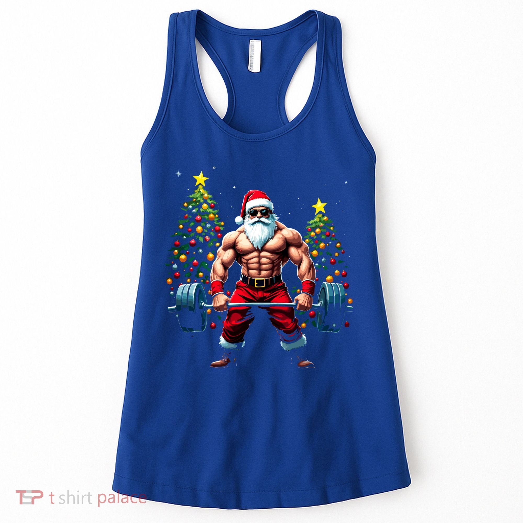 Muscle Santa Weightlifter Christmas Powerlifting Xmas Gym Gift Women's Tank Top