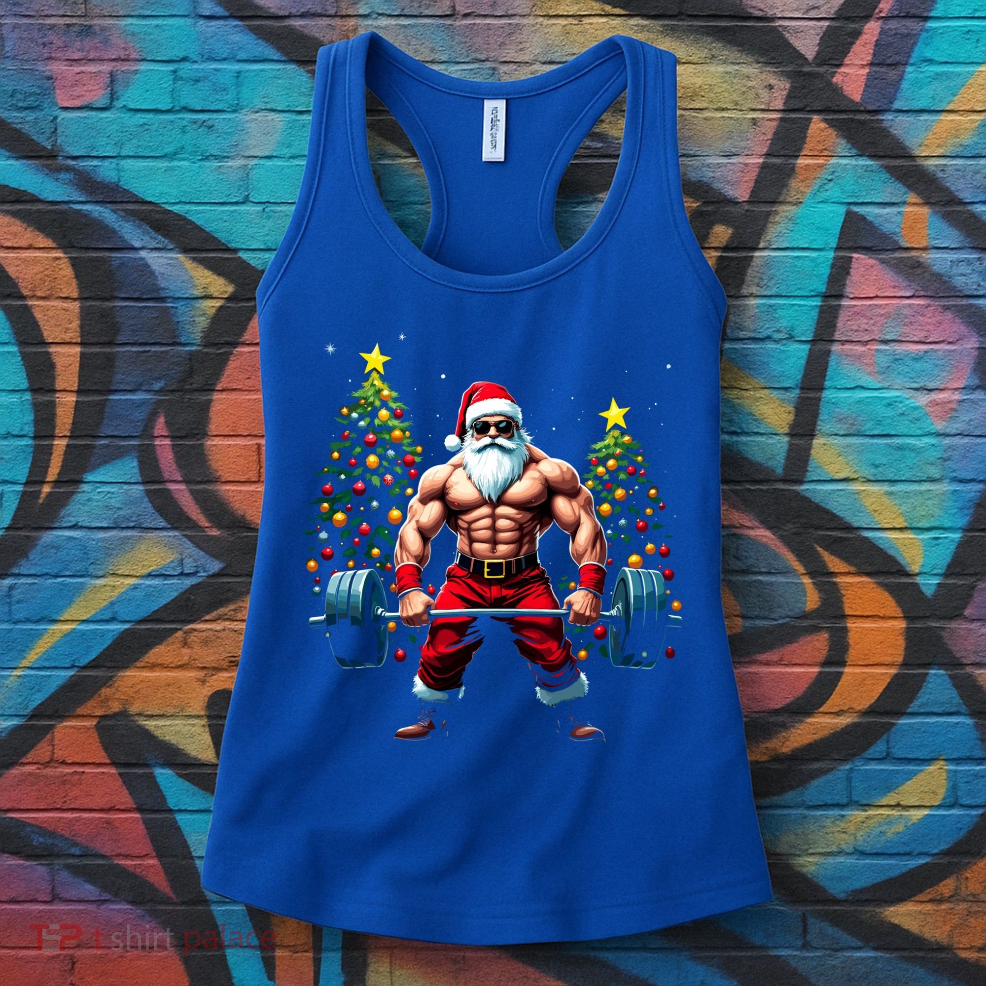 Muscle Santa Weightlifter Christmas Powerlifting Xmas Gym Gift Women's Tank Top